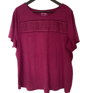 3/$25 Red Tee  with Crochet Front Design